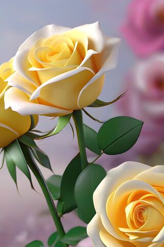 A Close Up Of Some Yellow Roses
