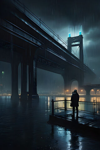 A Person Standing Under A Bridge