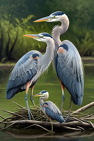 Majestic Herons by the ..