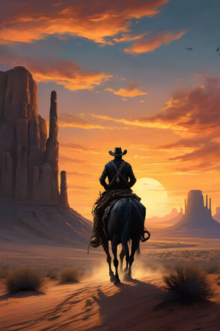 A Person Riding A Horse In The Desert