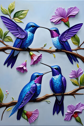 Harmony in Color: Hummingbirds in Bloom 🌸💙