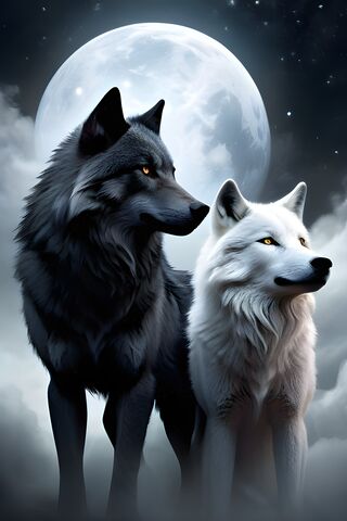 Mystical Moonlit Wolves 🌕🐺