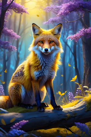 A Fox Standing On A Log