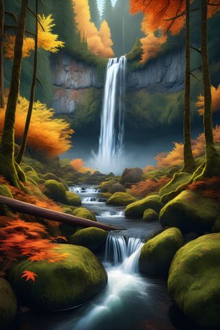 A Waterfall In A Forest