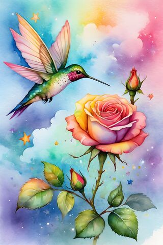 A Bird Flying Over A Rose