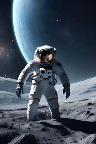 A Person In A Space Suit On A Snowy Mountain