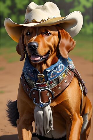 A Dog Wearing A Cowboy Hat