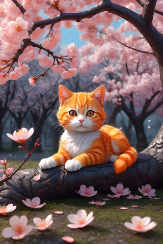A Cat Sitting On A Tree Branch