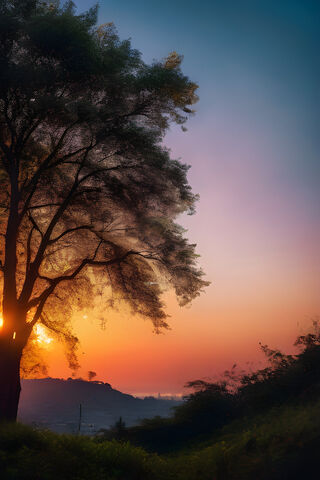 Serene Sunset Silhouett..