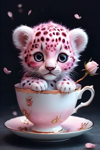 A Pink Tiger In A Tea Cup