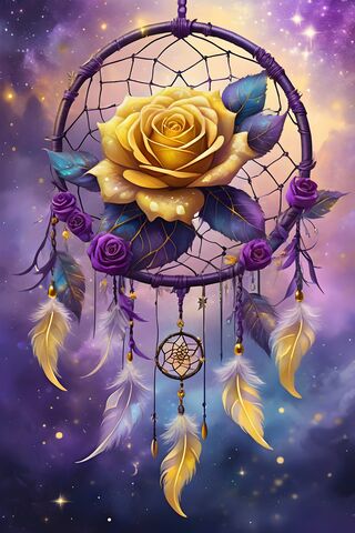 A Yellow Rose With Purple and Blue Petals