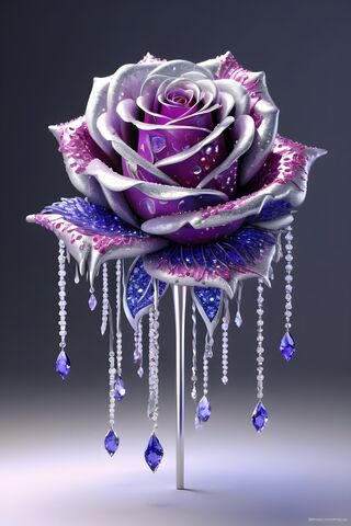 A Pink Periwinkle and Chrome Rose Dripping Diamonds and Tanzanite Gems