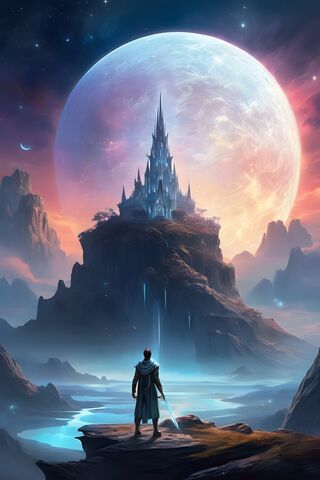 A Person Standing On A Rock Looking At A Large Building With A Large