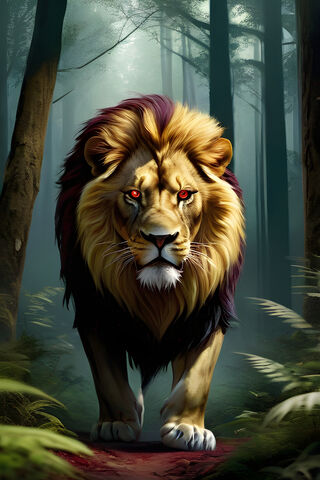 A Lion In A Glass Enclosure