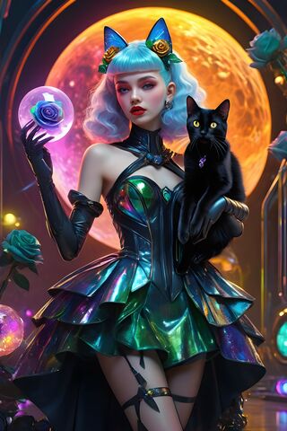 A Woman In A Garment Holding A Cat
