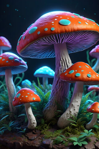 A Group Of Colorful Shrooms