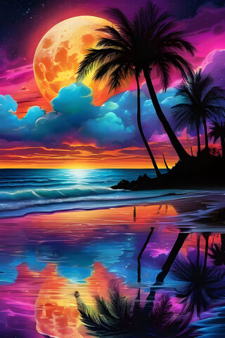 A Sunset Over A Beach