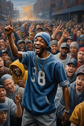 A Man Rapping and Getting Cheered On