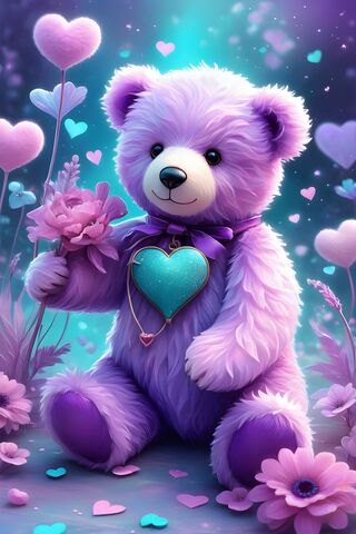 A Stuffed Animal In A Flowery Environment