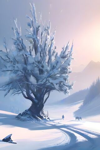 A Tree Covered In Snow