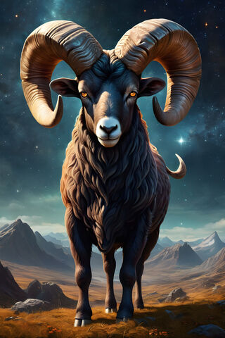 Majestic Ram in a Cosmic Landscape 🌌🐏
