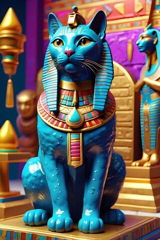 A Blue Cat Statue