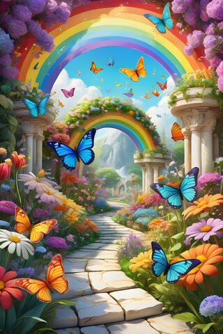 A Garden With Colorful Flowers With Bellagio In The Background