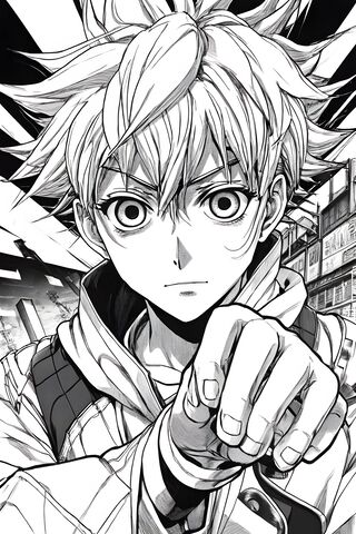 Determined Hero in Acti..