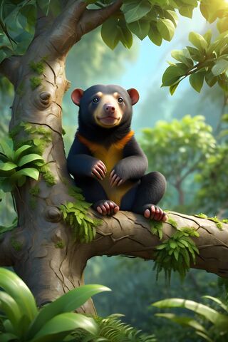 A Monkey Sitting On A Tree Branch
