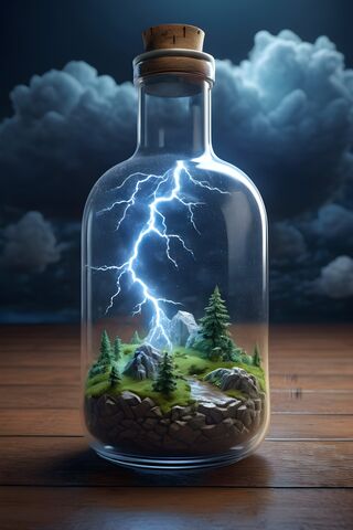 A Glass Bottle With A Blue Liquid Inside