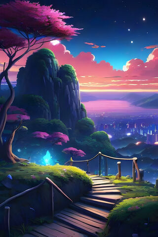 A View Of A City At Night