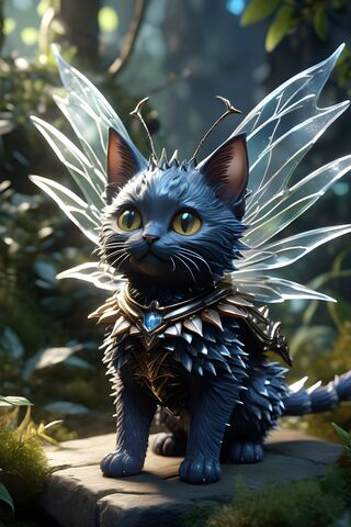 A Cat With A Plant In T..