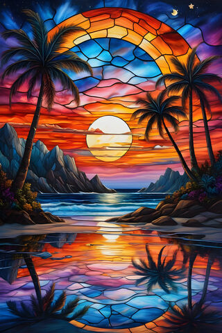 A Tropical Beach With Palm Trees