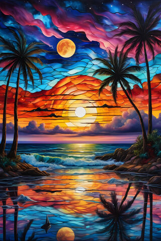 A Sunset Over A Tropical Beach