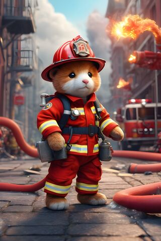 A Firefighter With A Firework In The Background