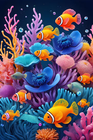 A Group Of Fish Swimming In An Aquarium