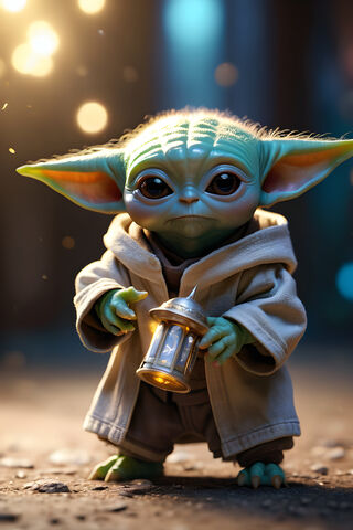 A Toy Figurine Of A Green Alien Holding A Silver Watch