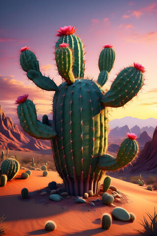 A Cactus In A Desert