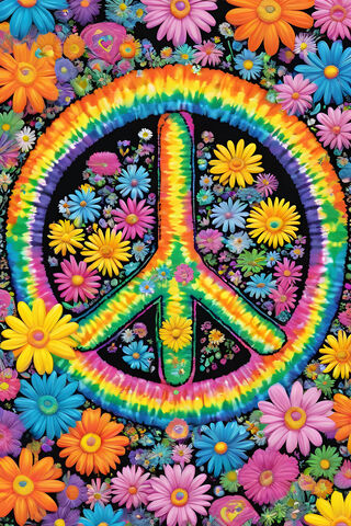 A Colorful Peace Sign With Flowers