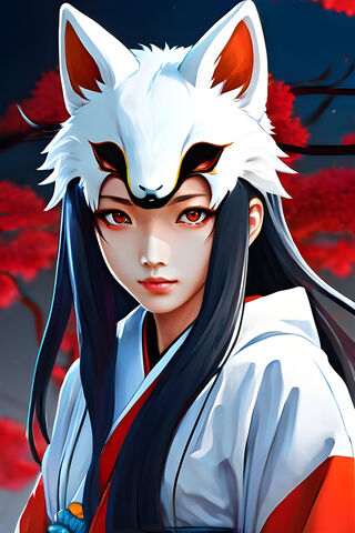 A Person Wearing A Kitsune Masks