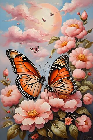 A Group Of Butterflies On A Flower