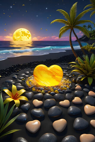 A Tropical Beach With Oranges and A Tropical Sunset