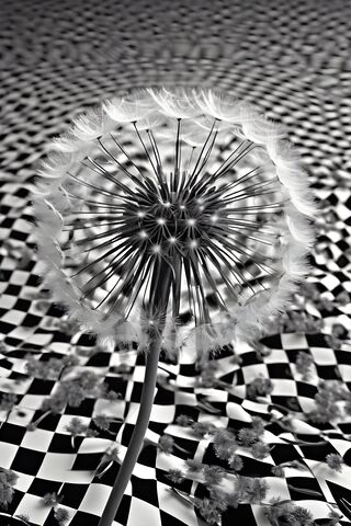 A Black and White Photo Of A Dandelion