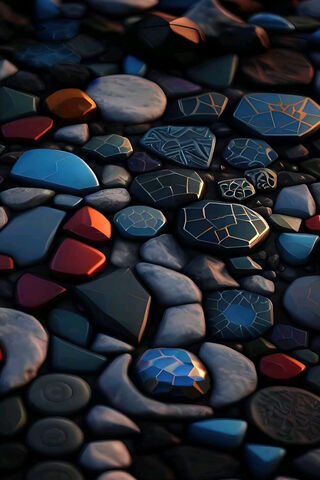 Colorful Pebbles on a S..