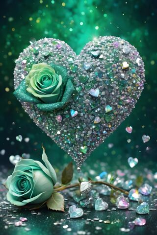 A Green Rose On A Wet Surface
