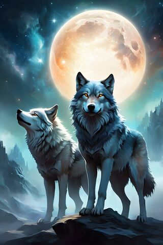Mystical Moonlit Wolves 🌕🐺