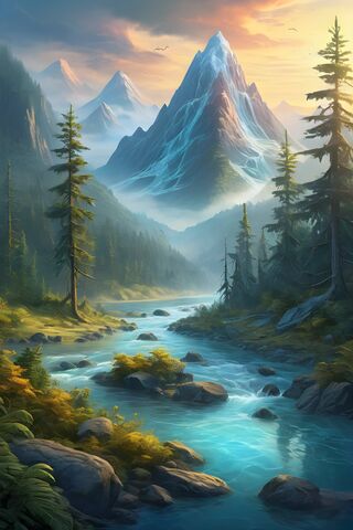 A River With A Mountain In The Background