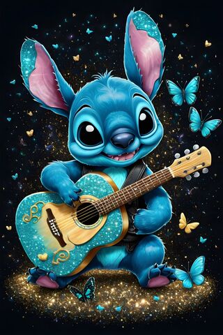 A Stuffed Animal Holding A Guitar