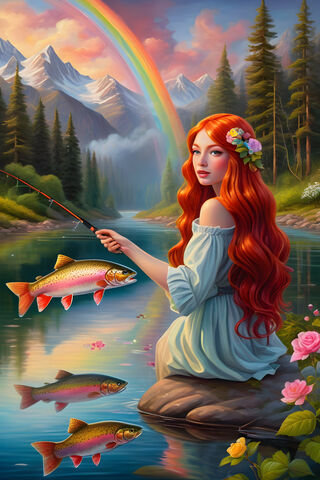 A Person In A Garment Holding A Fish In A Pond