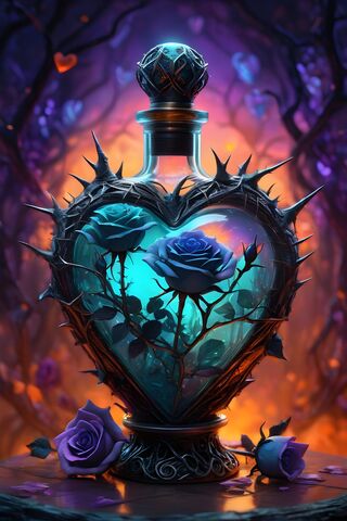 A Heart Lamp With A Shade Of Thorns